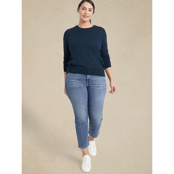 NWT Banana Republic The Straight Jean High Rise Medium Blue Size 35 Casual Ankle - Picture 1 of 16